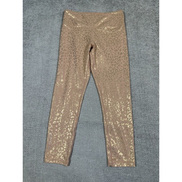 ZYIA Pants - Zyia Active Leggings Womens 8-10 Pink Gold Metallic Leopard Print Activewear